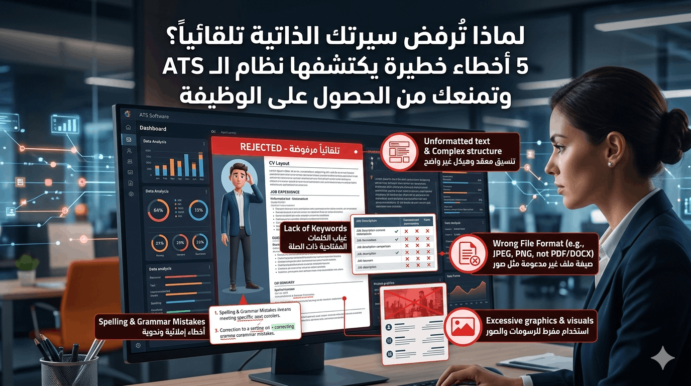 لماذا تُرفض سيرتك الذاتية تلقائياً؟ 5 أخطاء خطيرة يكتشفها نظام الـ ATS وتمنعك من الحصول على الوظيفة