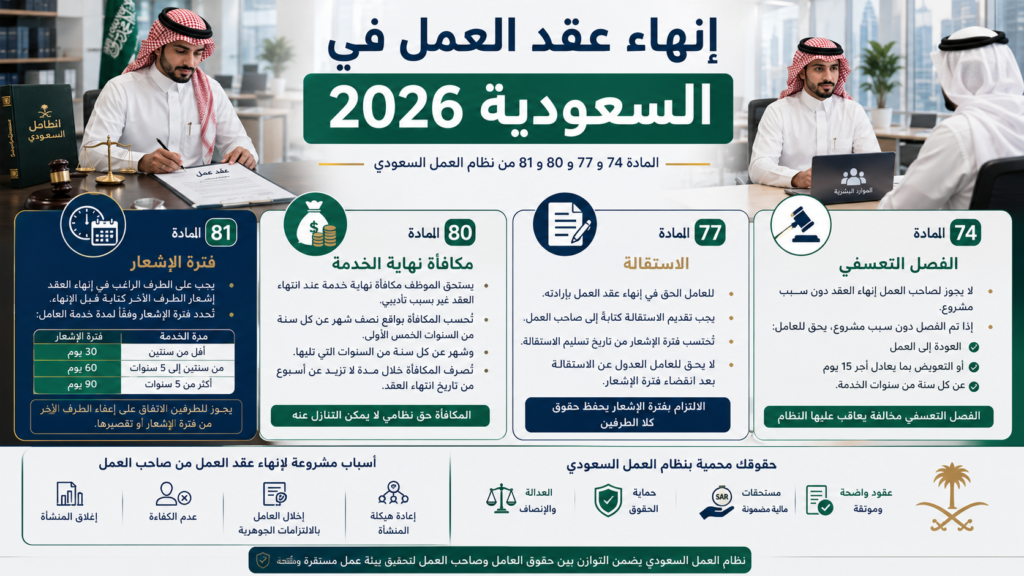 إنهاء عقد العمل في السعودية